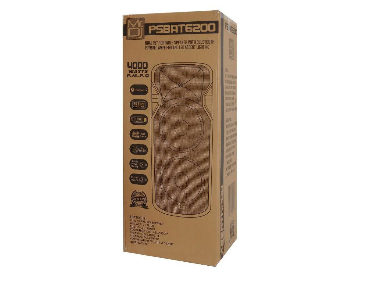 15-Inch Battery Way Mr Bluetooth Power Max Dual & Party PSBAT6200 Speaker Watt with 4000 Rechargeable Built-In Dj 3