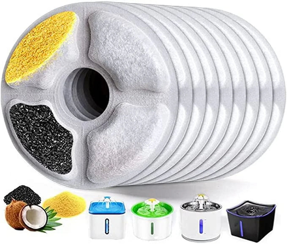 and Dog Fountain Replacement Filter Replacement Activated Water Water Exchange Most Dispensers,Ion Resin Carbon Fountain Pet for Filter Cat Filters Water Cat 9Pack,BYEWIRE