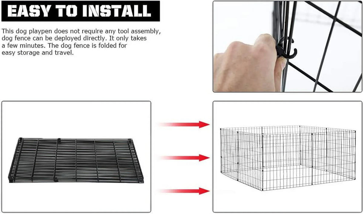 Wire Metal Small Portable for Exercise Inches Cage Black, Bestpet Pet Rabbit) Playpen Pen Kennel (Dog, Fence, Crate Dog 24 Cat,