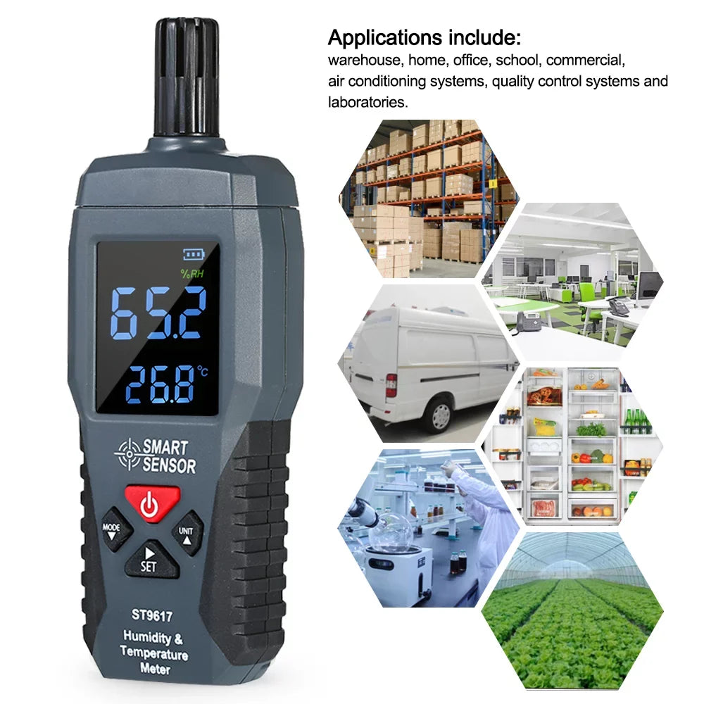 High Meter SENSOR SMART Accuracy Display Gauge Meter Hygrometer Digital Humidity Tester LCD & Humidity