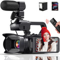 with Digital Focus Auto 4K Handhold MARVUE Control Charger, Stabilizer, Remote Microphone, Touch 60FPS,HD 64MP 18X Camera Camcorder Card, 64G Vlogging Zoom SD Video Camera Screen 4.0"