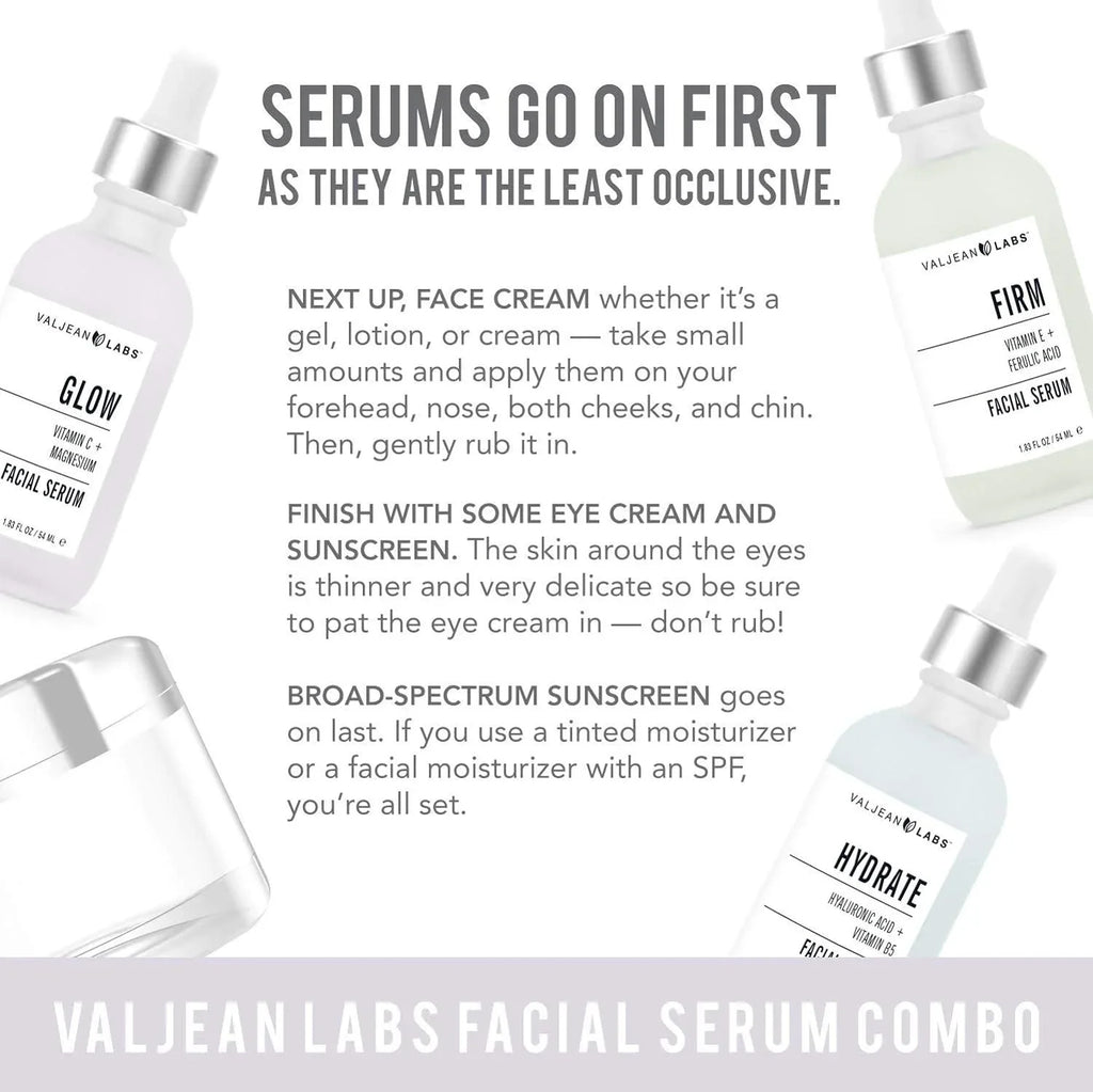 Facial Labs Serum, Pack Valjean - Hydrate, Supercharged, 1oz - Targeted Skincare Free, Free, Ingredients Glow, and Bottles Combo Firm of Cruelty Paraben