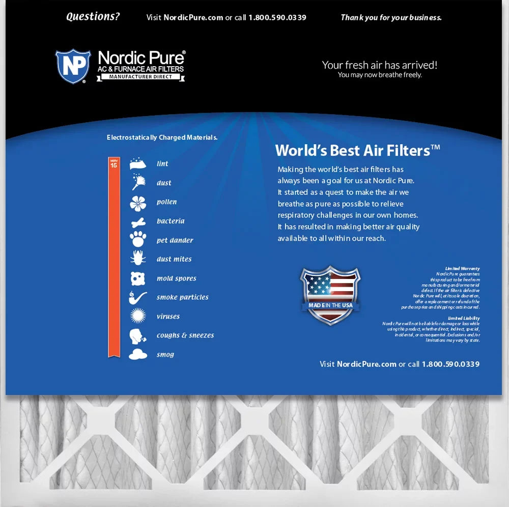 5/8) (3 20x20x4 Nordic Pack Filters 2 MERV Pure 15 Air Pleated