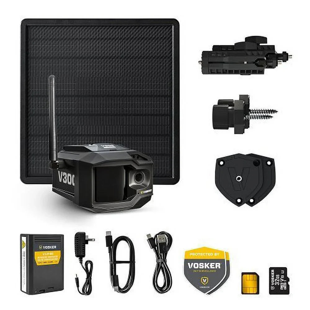 Vosker External Security 4G-LTE Solar Panel Camera V300 with View Autonomous Security Live