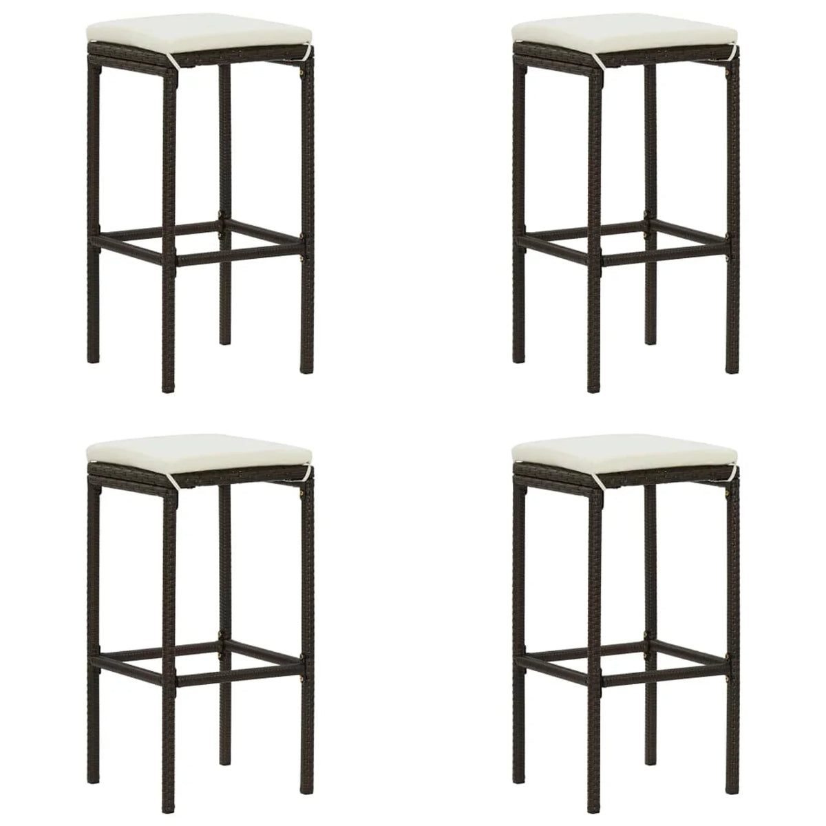 Set Pub, 5 Dcenta Table Bar Rattan Furniture Brown Terrace, Stool 4 Patio Set and Piece Height for Bistro, Chairs Garden Backyard, with Cushion Poly Dining Counter