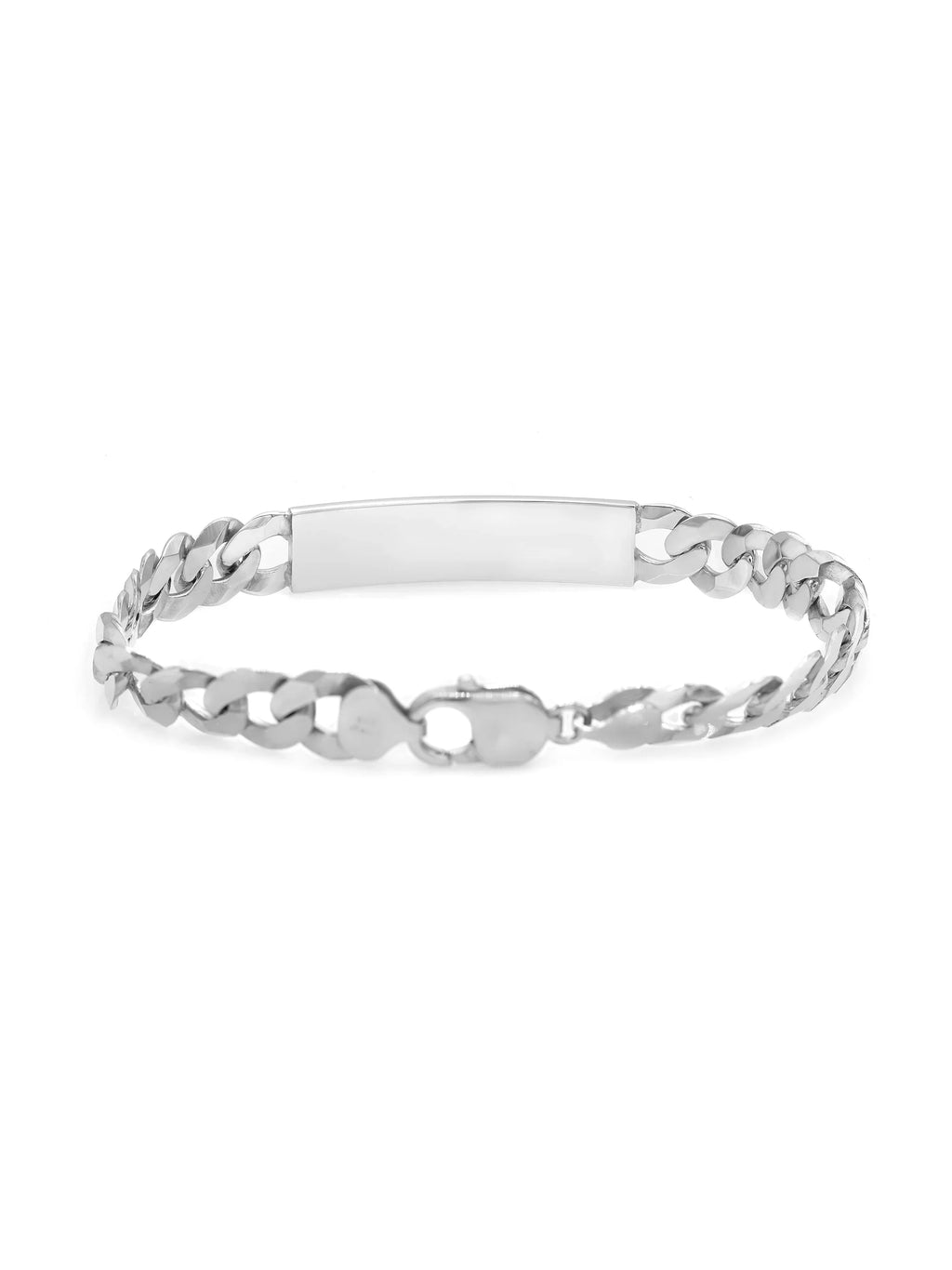 Bracelet Polished Link Mens Chain Sterling Inches ID 925 Silver 9 Cuban Curb