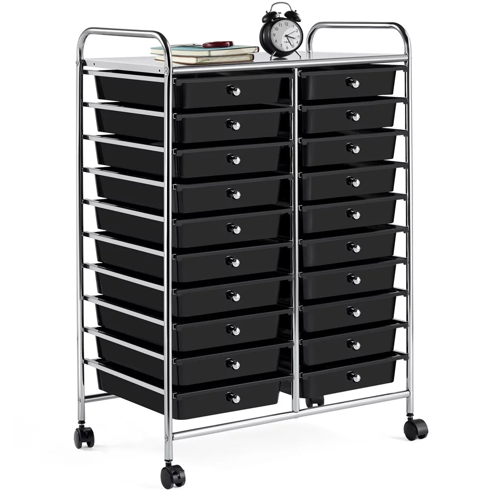 Bin Rolling Drawers 20 Cart Paper Office Organizer, Scrapbook School Wheels on Storage Topeakmart Organizer Black