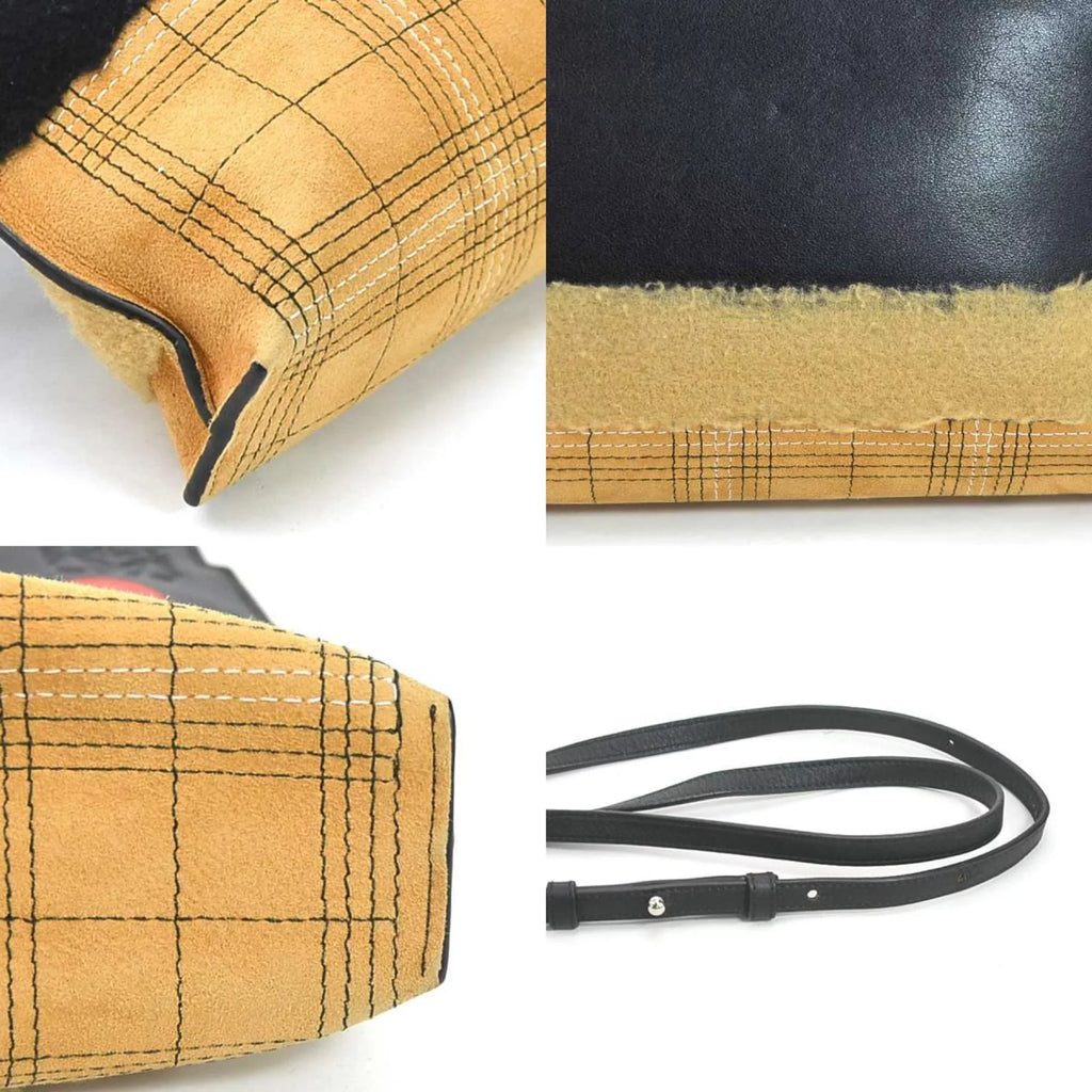 black r9572g bag women's LOEWE Pre-Owned brown diagonal leather/suede shoulder x (Good) red Loewe