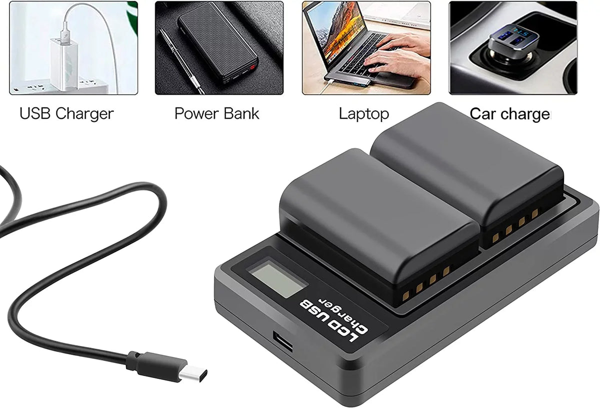 Dual Battery Olympus for Station BLX-1 Battery Camera 2-Pack [7.2V/2000mAh] Charge OM-1 System Rechargeable and OM