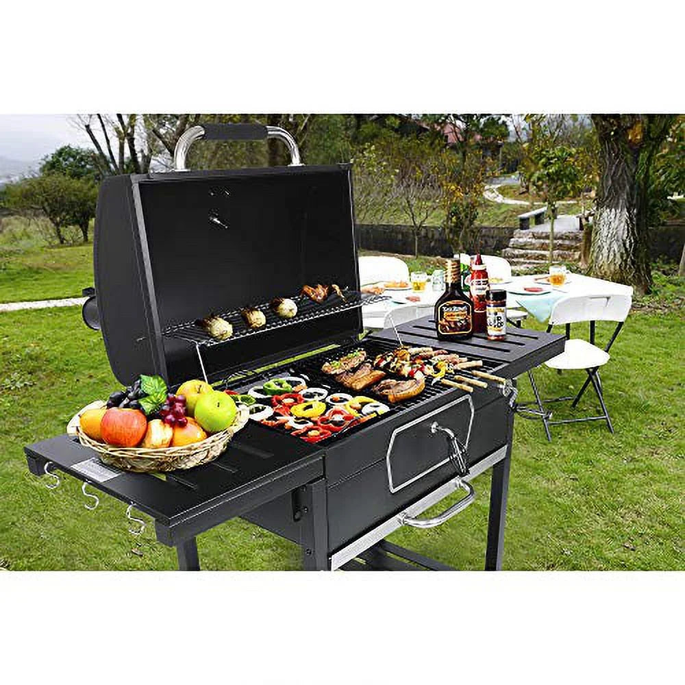 Smoker Charcoal Large 30-Inch CD2030AN Backyard Gourmet BBQ Grill, Cooking, Camping Royal Black, Picnic Deluxe Patio