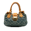 Fabric Blue (Good) Vuitton Pre-Owned Monogram Handbag Top HandleBag Authenticated Unisex Pleaty Denim Louis