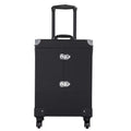 Removable Train with 4 Rolling Case Black and Handle, Cosmetic Rod Trolley Makeup Pull Spinner Luggage Mirror Case, Wheels, Travel