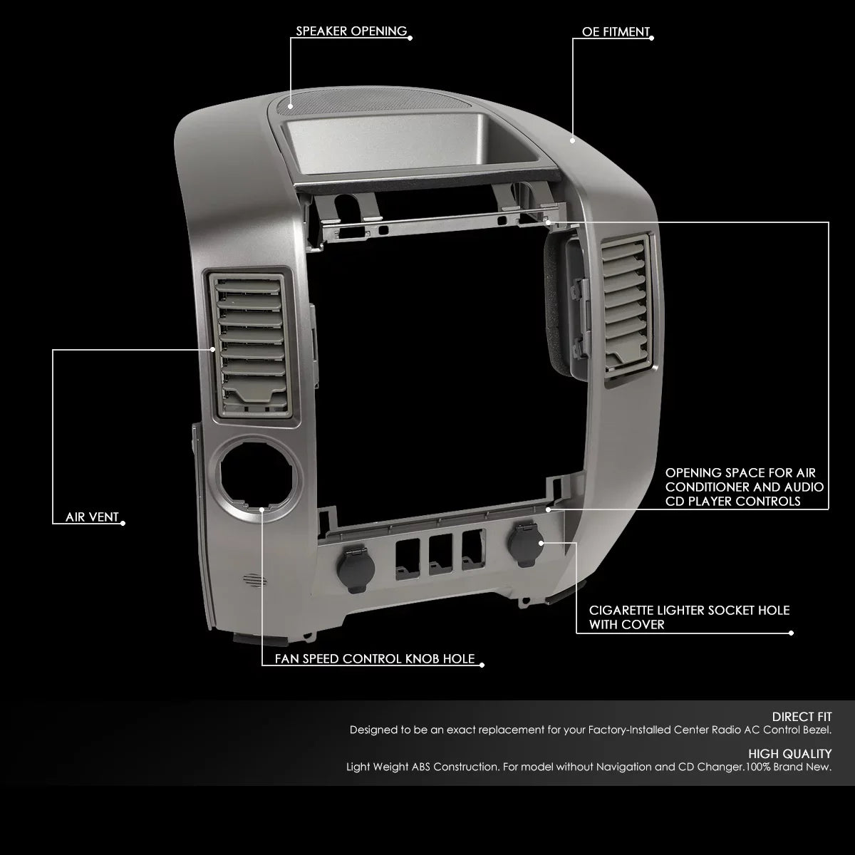 Bezel Dash 2004 Instrument Panel DNA with For Nissan Lid 05 Console Speaker Factory to ZTL-Y-0162 Armada XE Motoring SE Center Titan 2006 Style