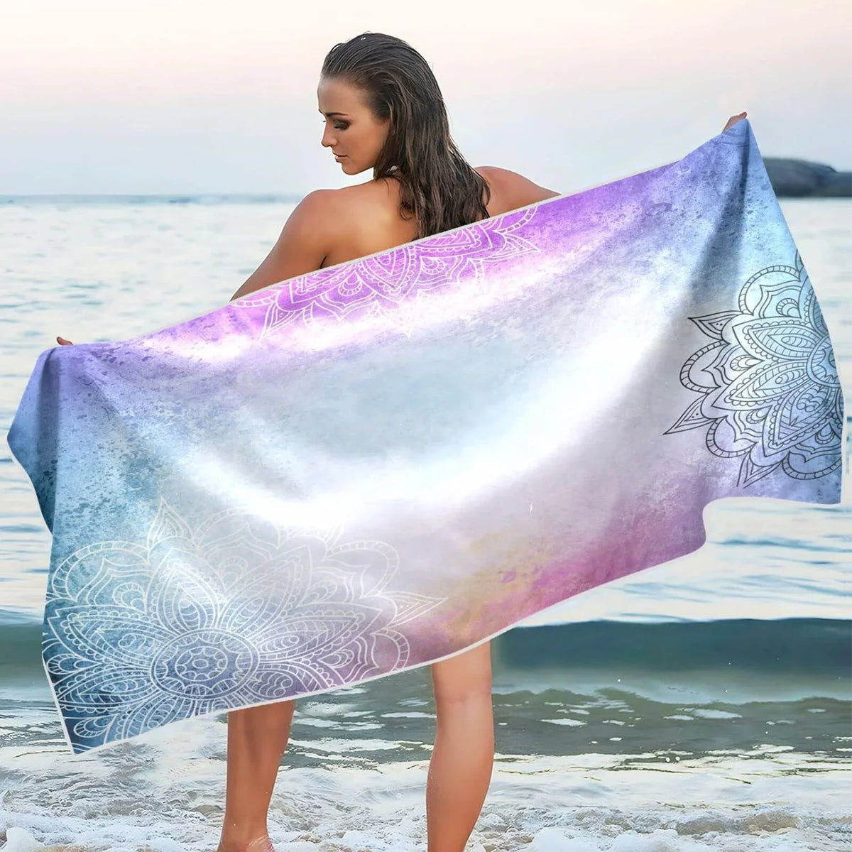 Beach Towel Super Travel Mandala's Swimming Lightweight - for Purple Towel Holiday（156） Compact Towels Absorbent Oversized Quick Bestwell Dry Camping -