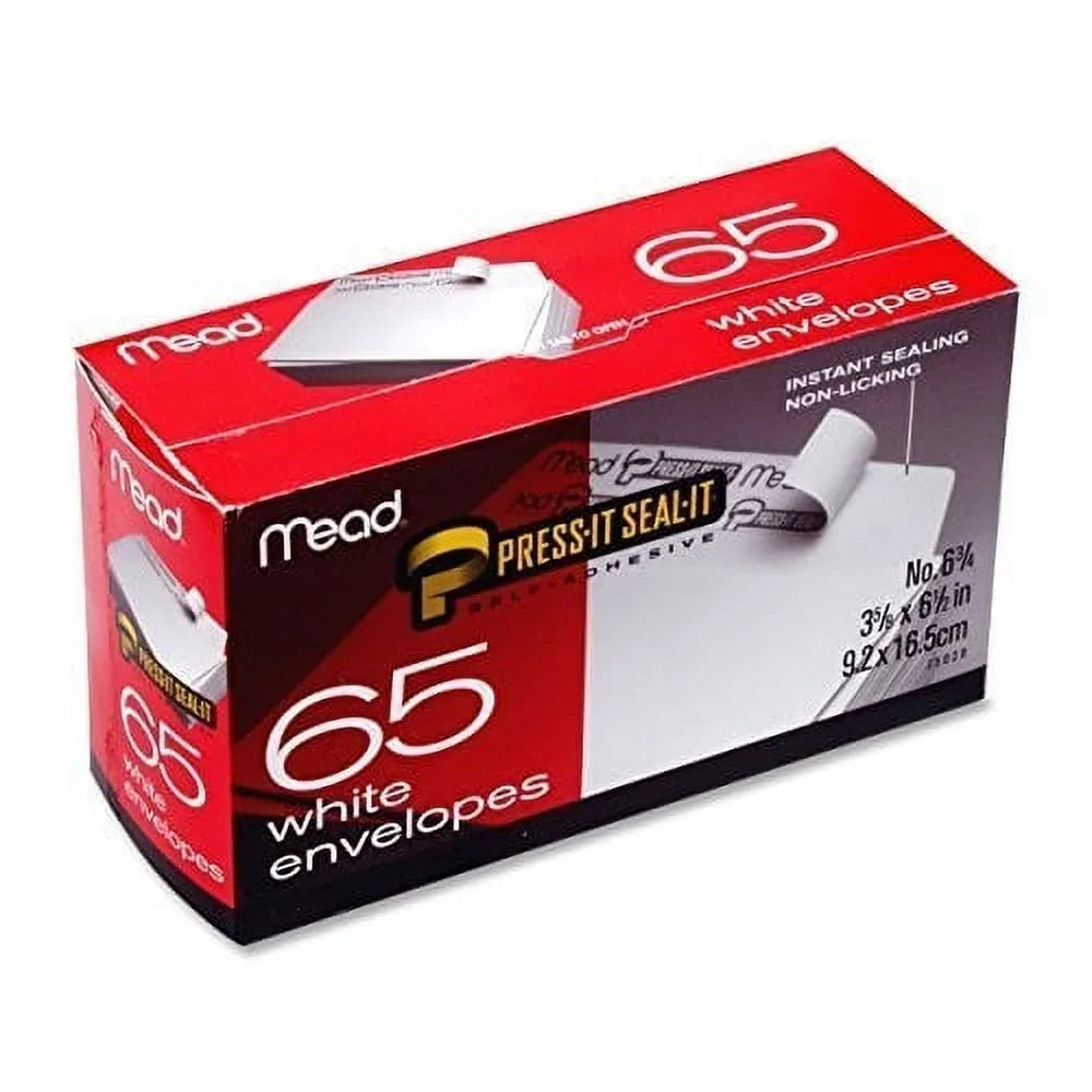 '=260 of mead envelopes 4 pack press-it (75028) envelopes, white 3/4 seal-it count #6 65