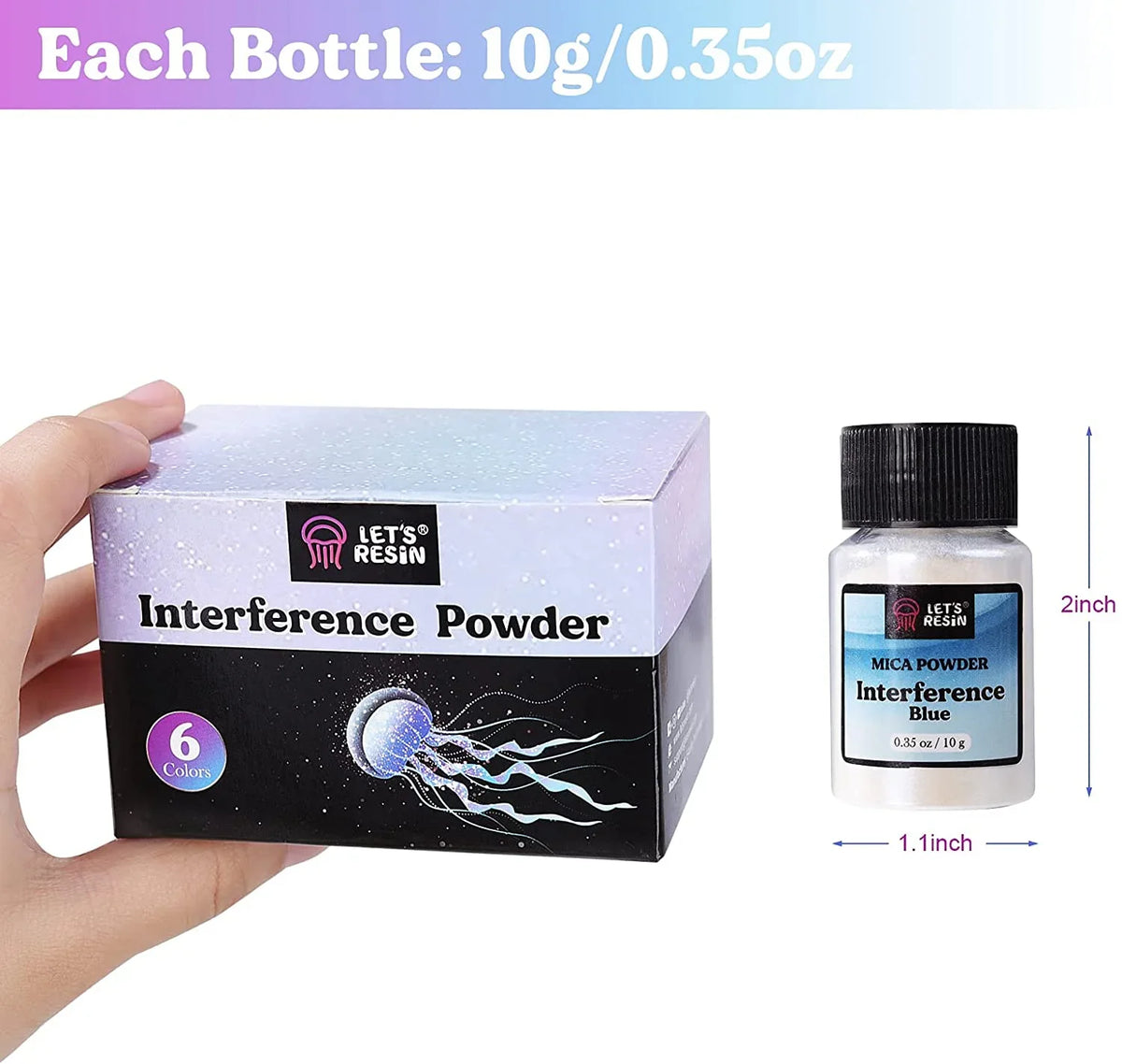 Slime, Mica Interference Pigment 6 Pearl Colors RESIN Powder for Resin, Resin Powder, Spirit LET'S Art Paint, Powder Resin, Mica for Epoxy