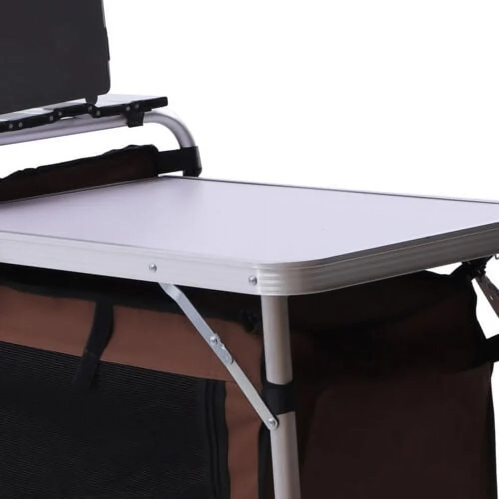 Camping Rack Portable Table Folding Kitchen Storage Table Cooking Cabinet Picnic