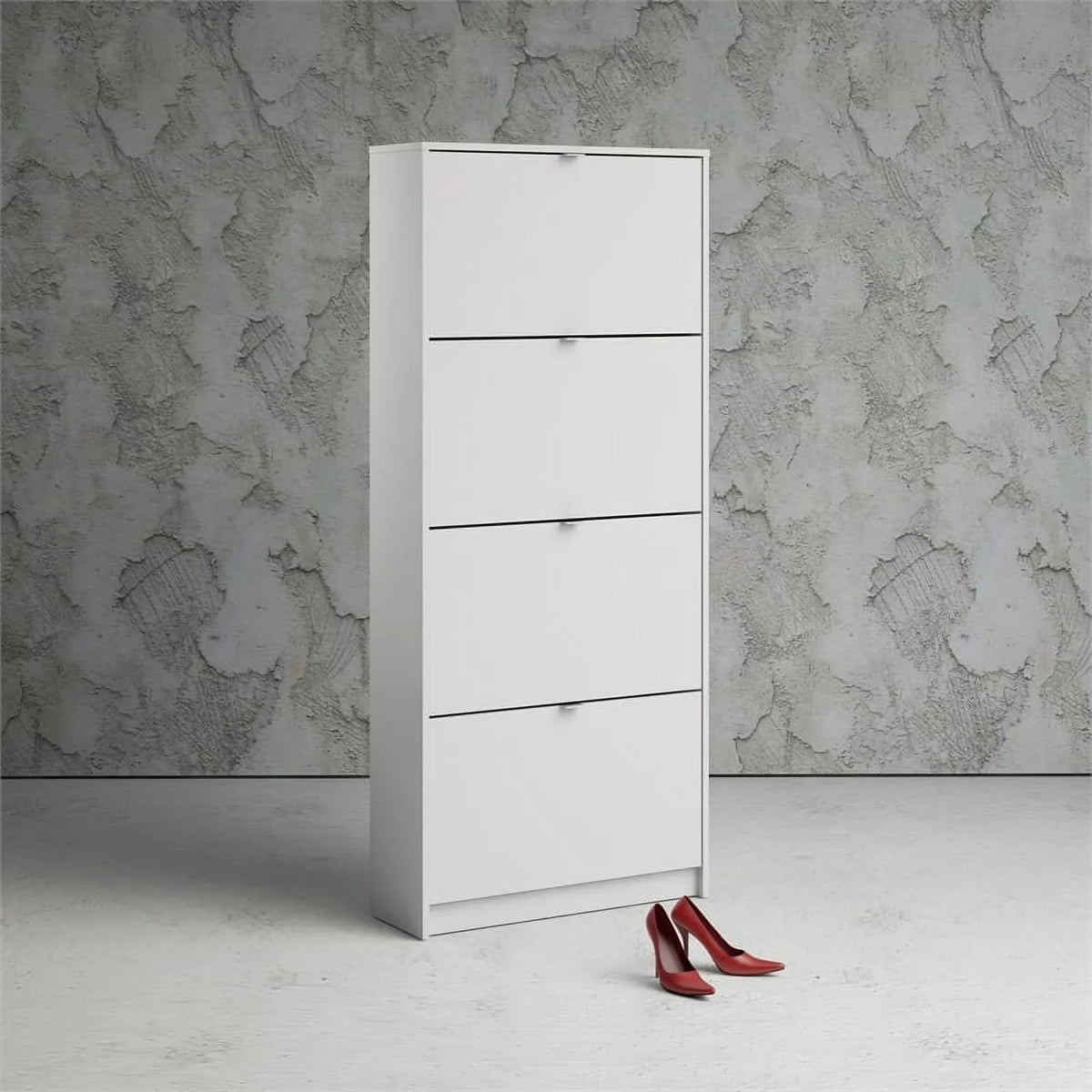 Drawer Contemporary Shoe in White Cabinet Allora 4