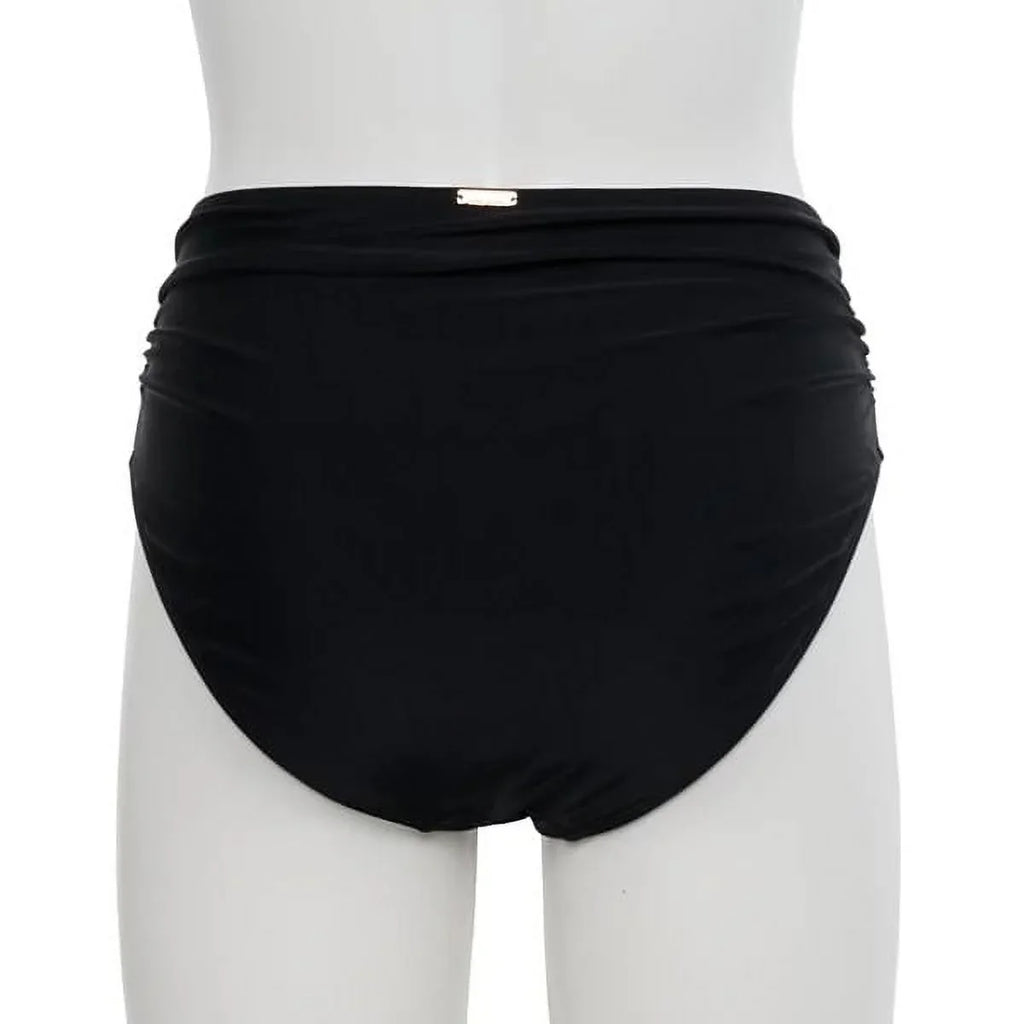 Front Twist Top + Nicole BLACK Bikini Waist Bottom Hi Miller Shirred S 2Pc