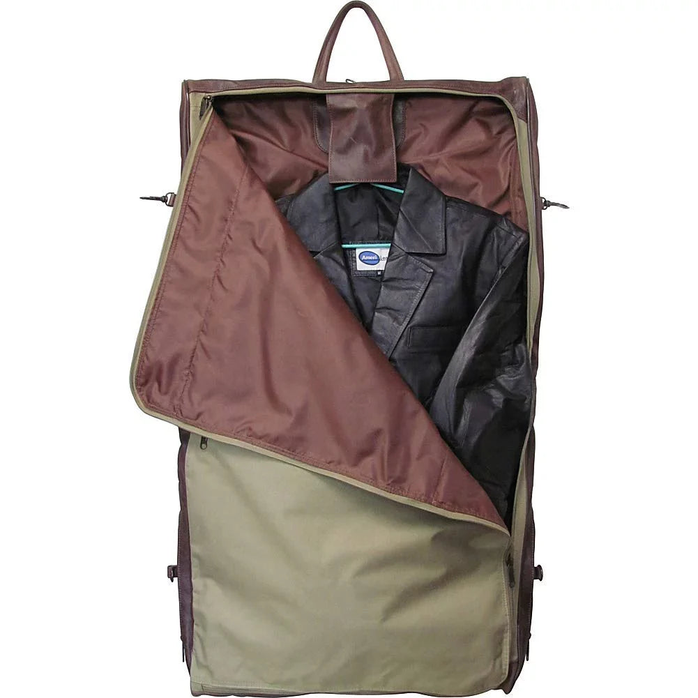 Brown Garment Leather Bag-Color:Dark Amerileather Three-suit