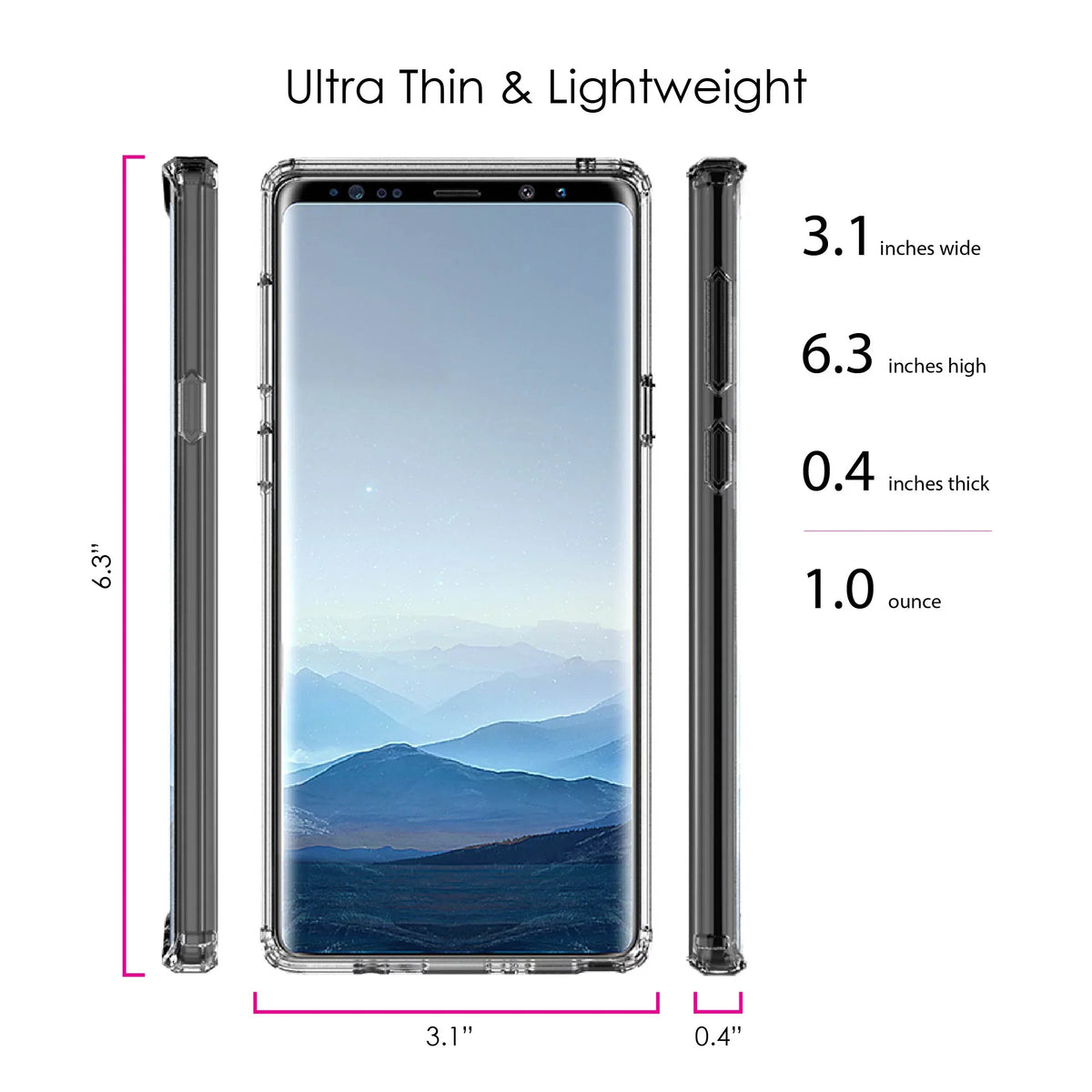 9 Screen Leaves - for DistinctInk Note Hope & Case Cross & TPU Galaxy Faith, Glass Shockproof Love Samsung - Acrylic Clear Back, Hybrid Protector - Tempered Bumper,