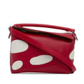Leather Unisex Pre-Owned Calf Edge Authenticated Puzzle Mushroom LOEWE Red (Good) Small Satchel