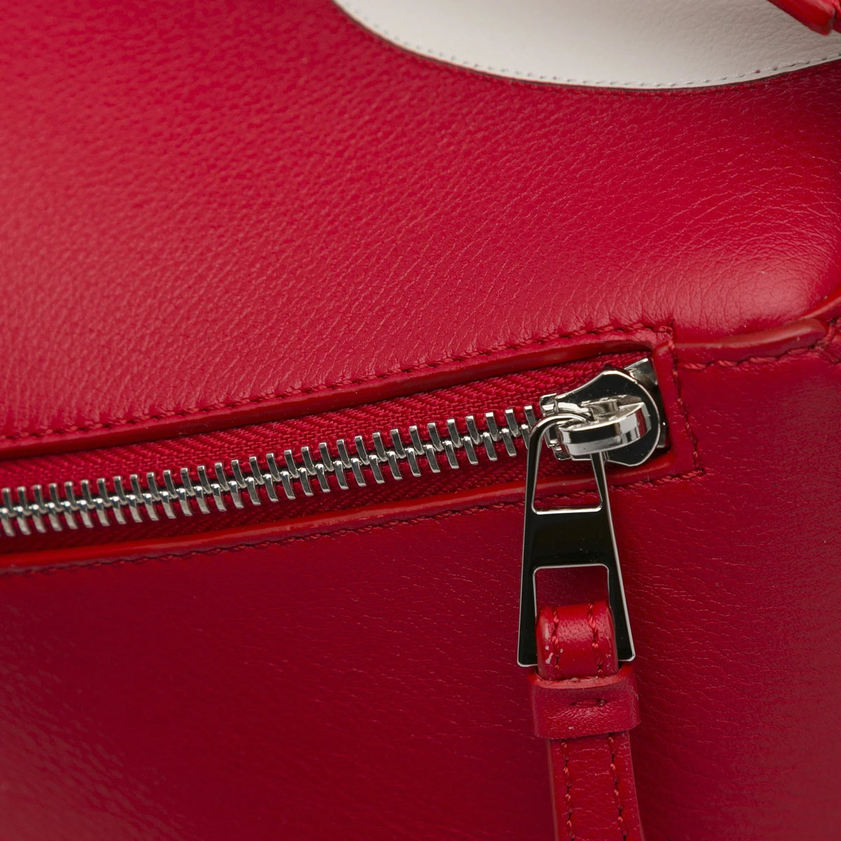 Leather Unisex Pre-Owned Calf Edge Authenticated Puzzle Mushroom LOEWE Red (Good) Small Satchel