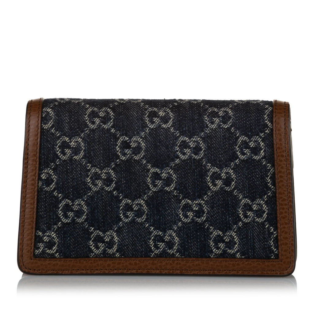 Dionysus Pre-Owned Women Crossbody Authenticated Fabric Denim Bag Super GG Mini Gucci Blue