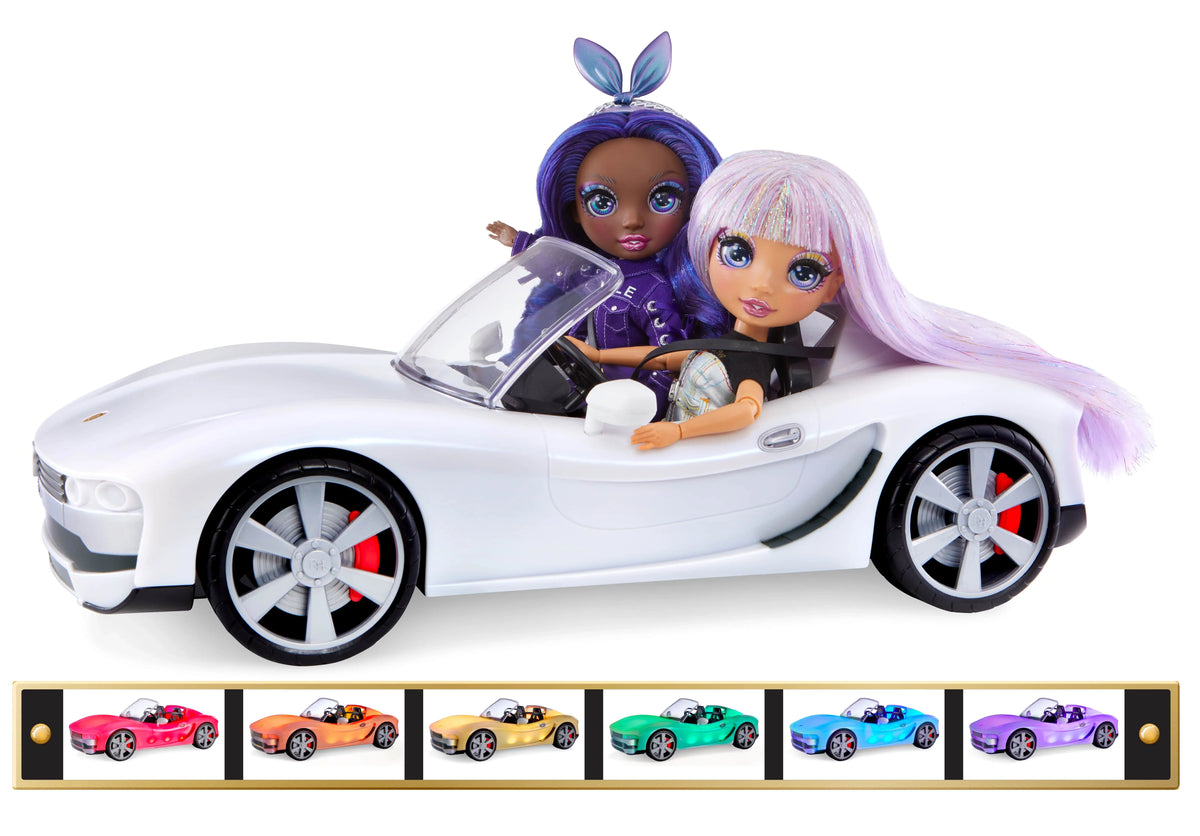 Car Multicolor, High 6-12+ Color Ages Convertible Vehicle, Change Great Light-Up, 8-In-1 - Girls Toy Rainbow Fashion Dolls- 2 Gift for Fits