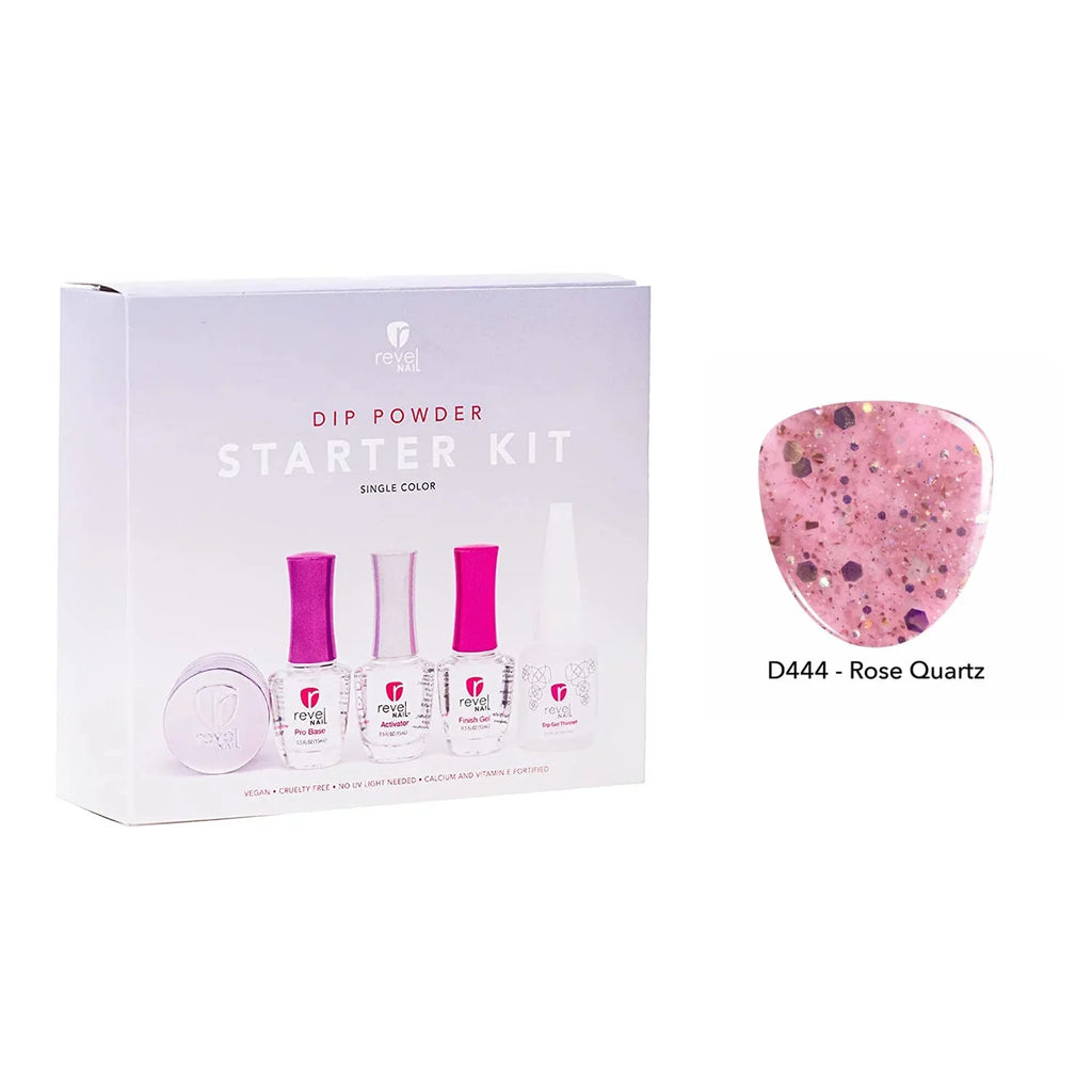 Powder Starter Powder oz Liquids Nail 0.5 Revel Rose Quartz Kit Dip with D444 EZ