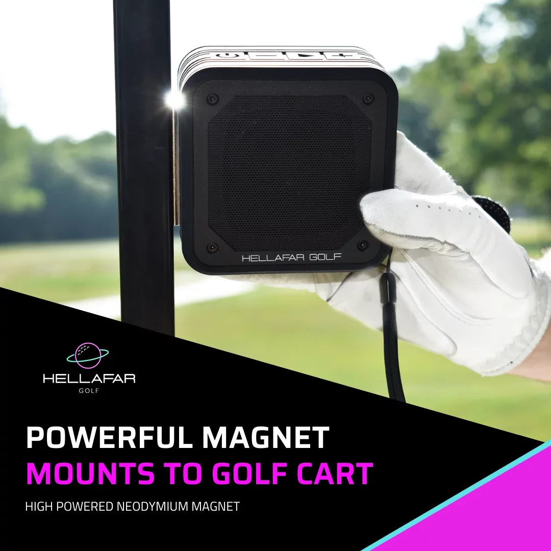 Magnetic Golf Waterproof, Speaker - IPX7 Golf System, Cart Mounting Black Bluetooth Hellafar Speaker,