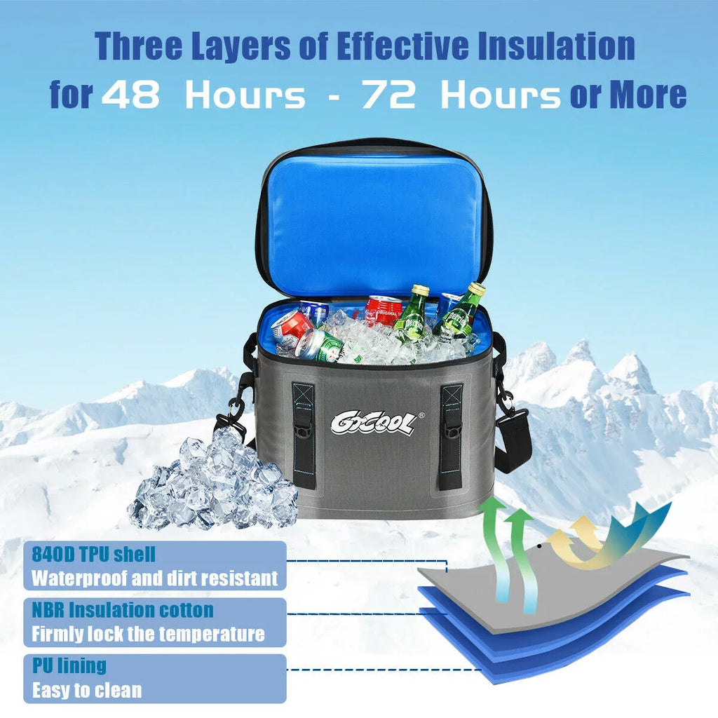 Insulated Picnic For Water-Resistant Soft Bag Portable Cooler Gymax 30 Leak-Proof Cans