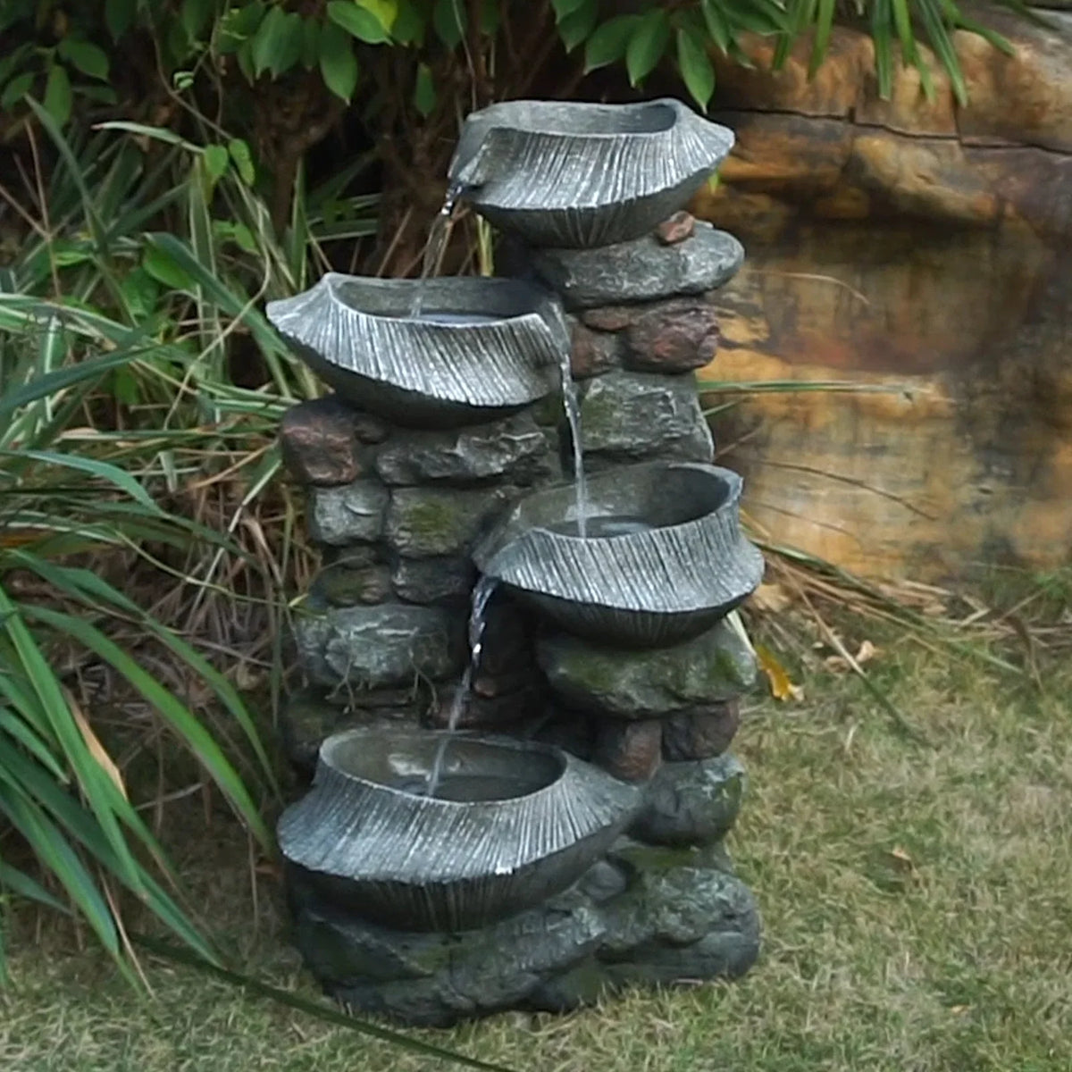 water the tranquility Water 1 Experience LED - Lights - cascading Fountain - of Stone 35.2 with