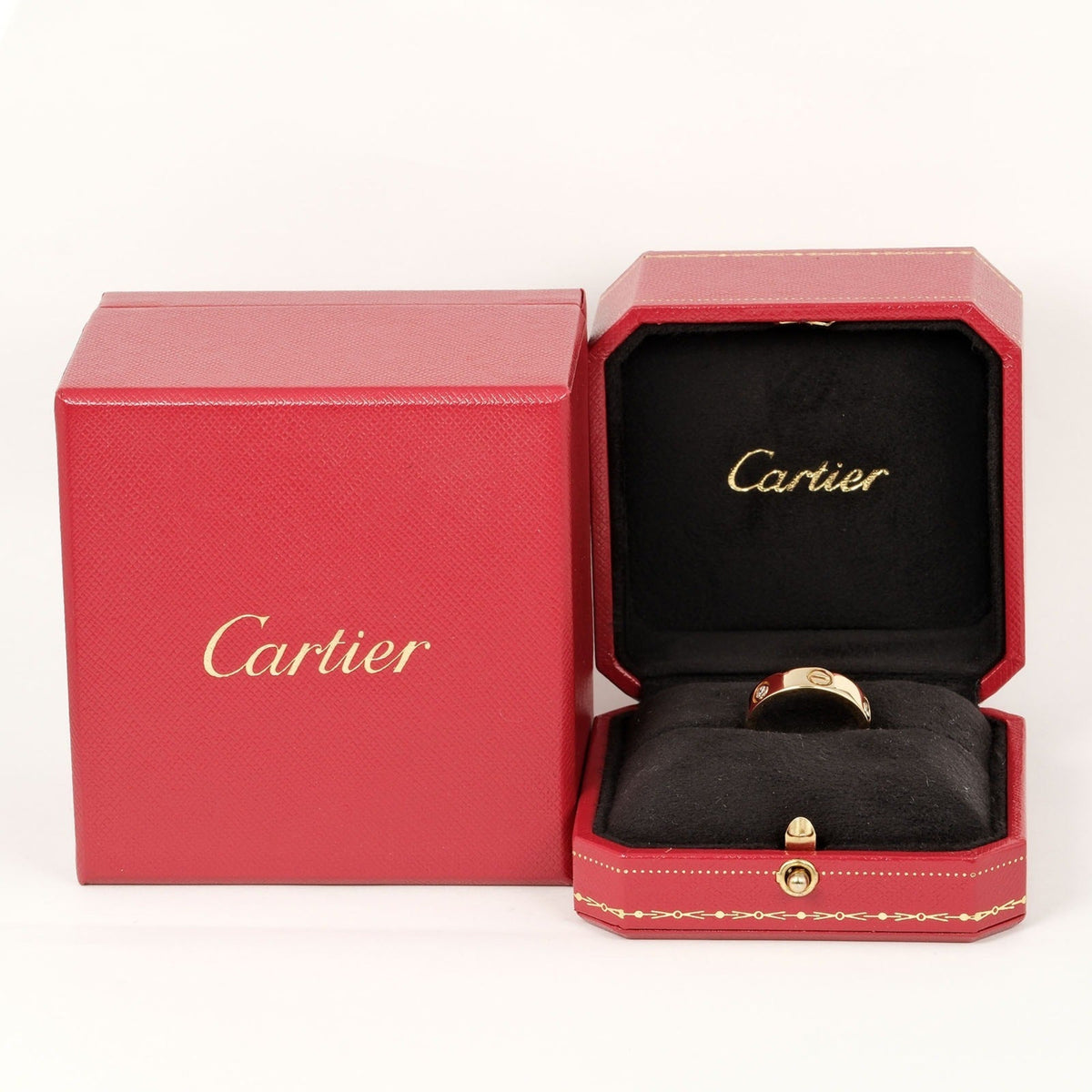 yellow gold, size Pre-Owned 8.67g, half ring, 15 Love approx. diamond, (Good) K18 I132124019 3P, Cartier