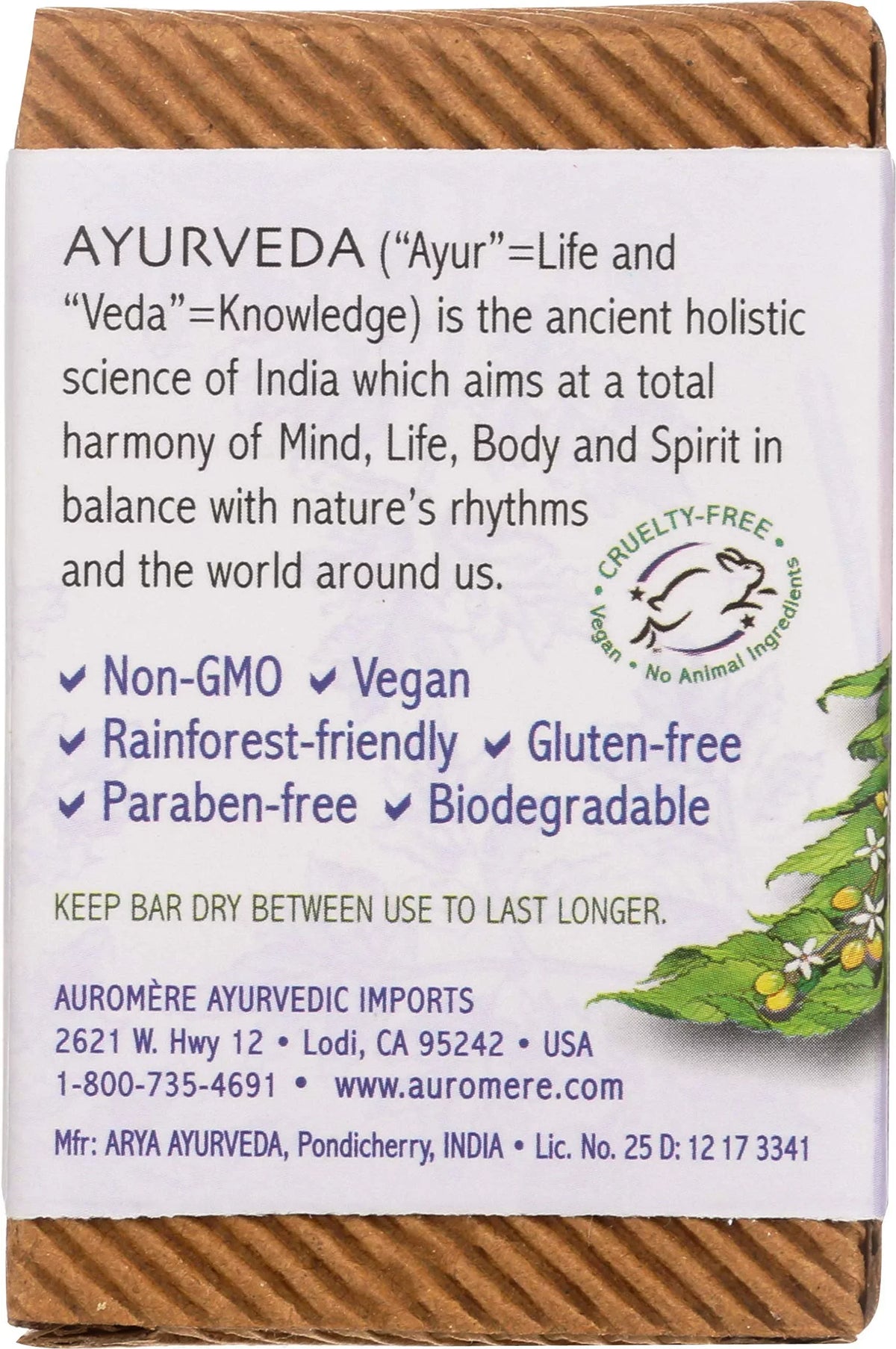 Soap, 5 Pack. Handmade, Eco - Vegan, Bar Oz), Natural, Cruelty Friendly, Ayurvedic Lavender Gmo Auromere Free, (2.75 Neem Non