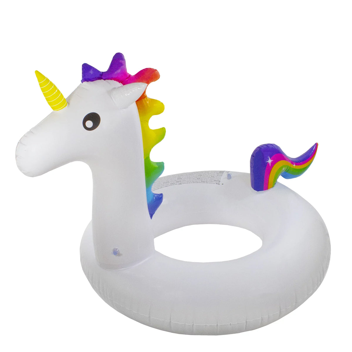 Pool 58" Float - Rainbow Central Unicorn 1-Person White/Blue Ring Inflatable Pool Giant