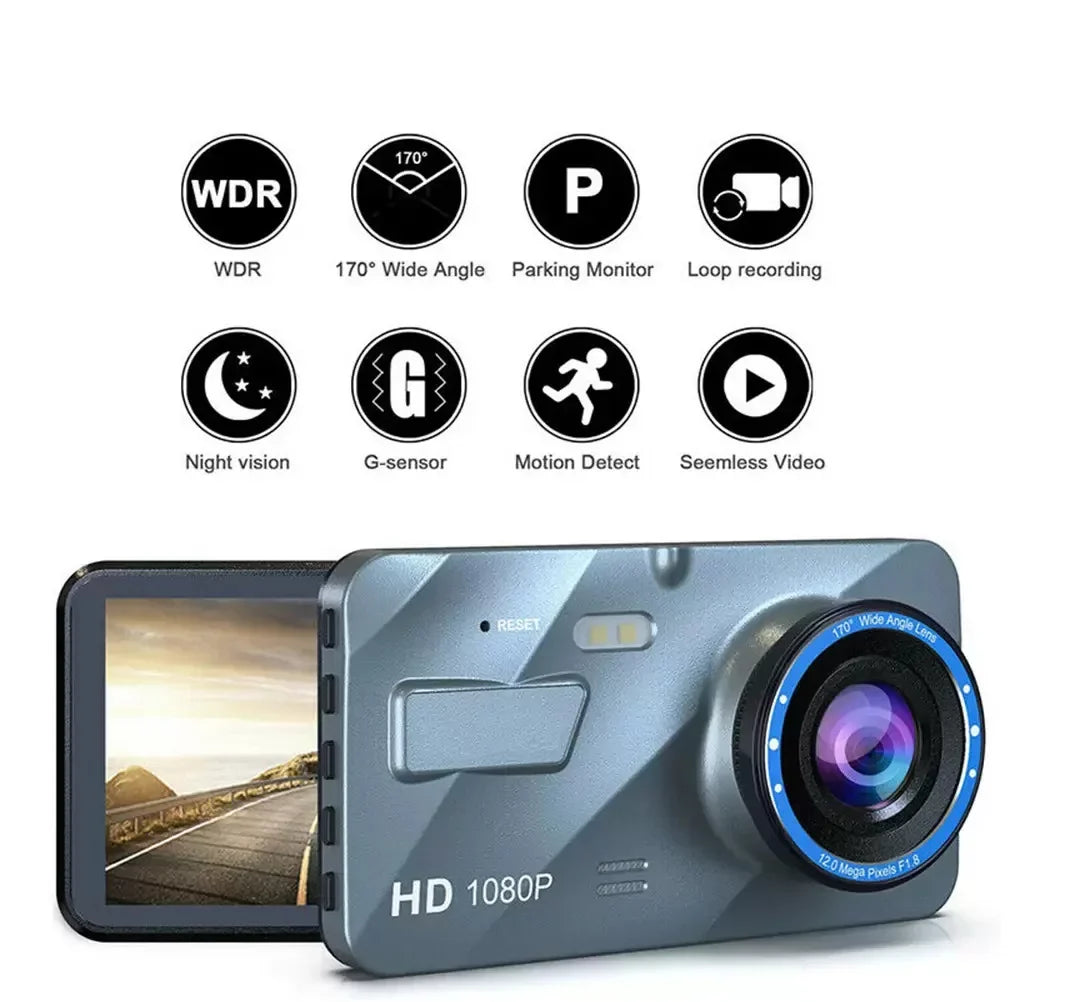 Lens Camera Car Dual Screen 4" and Cam Front Dash Recorder Touch DVR 1080P Rear