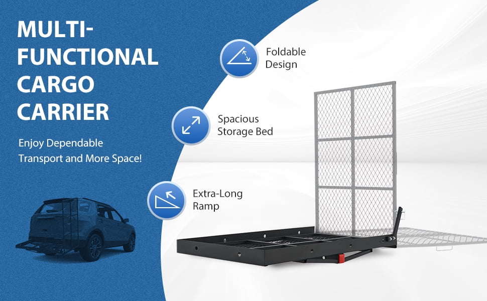 w/Loading Cargo Wheel Carrier Ramp Scooter Chair Mobility Hitch Trailer Carrier