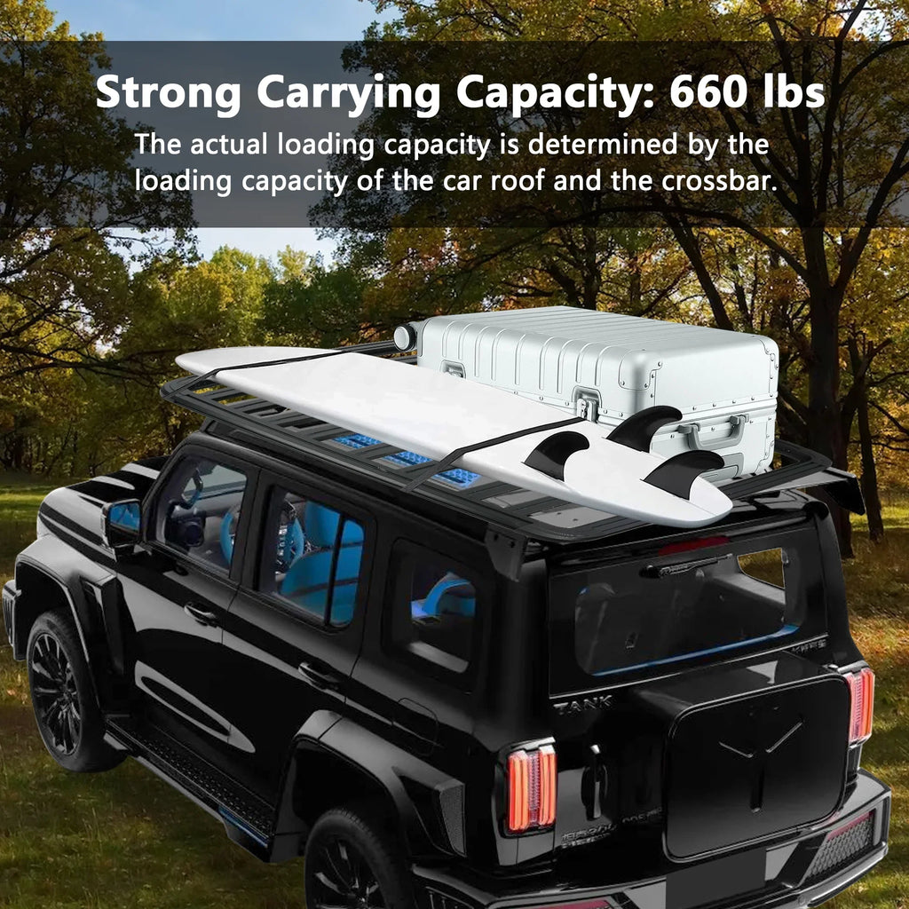 Cargo 660lbs Universal SUV Roof Max Fits System Cars Aluminum Car Platform, for Load, Carrier Black Rooftop Truck 67"x52"