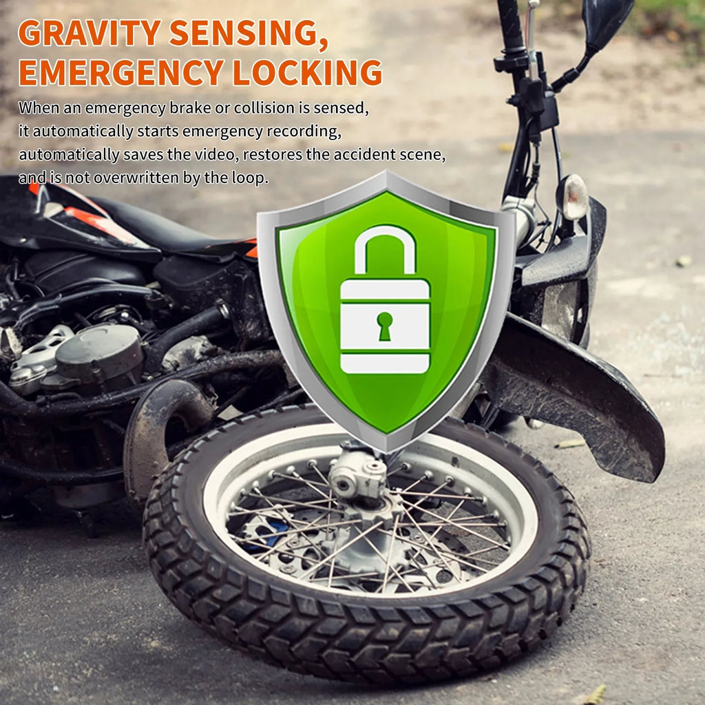 Full Dual Vision 32G Motorbike ,120° Wide card Timed storage Angle,Parking Flameout 1080p Body Motorcycle Cam,WiFi Night Waterproof With Monitoring, Recording After Camera Dash