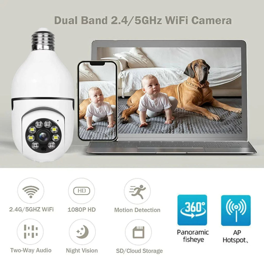 Detector IZENGATE Two Socket Bulb Way Talk/Night Wireless Camera E27 360° Camera Camera 2Pack Vision/Light 2.4Ghz Bulb Wi-Fi Light Surveillance Motion &5Ghz