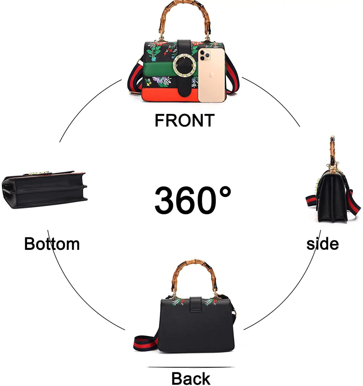 for women crossbody Bamboo strap Detachable handle shoulder Vintage Satchel Bags Asge bag with Handbag wide Medium top bags Trendy Shoulder