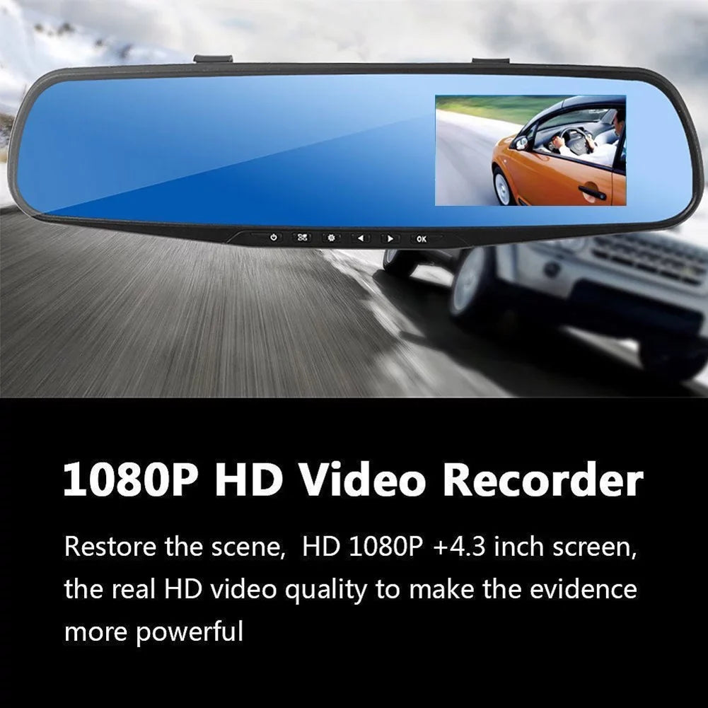 dual Driving 12V Display Angle view recorder on Ultra Wide 1080P HD 4.3" recording Rear Rear Mirror LCD Front Camera