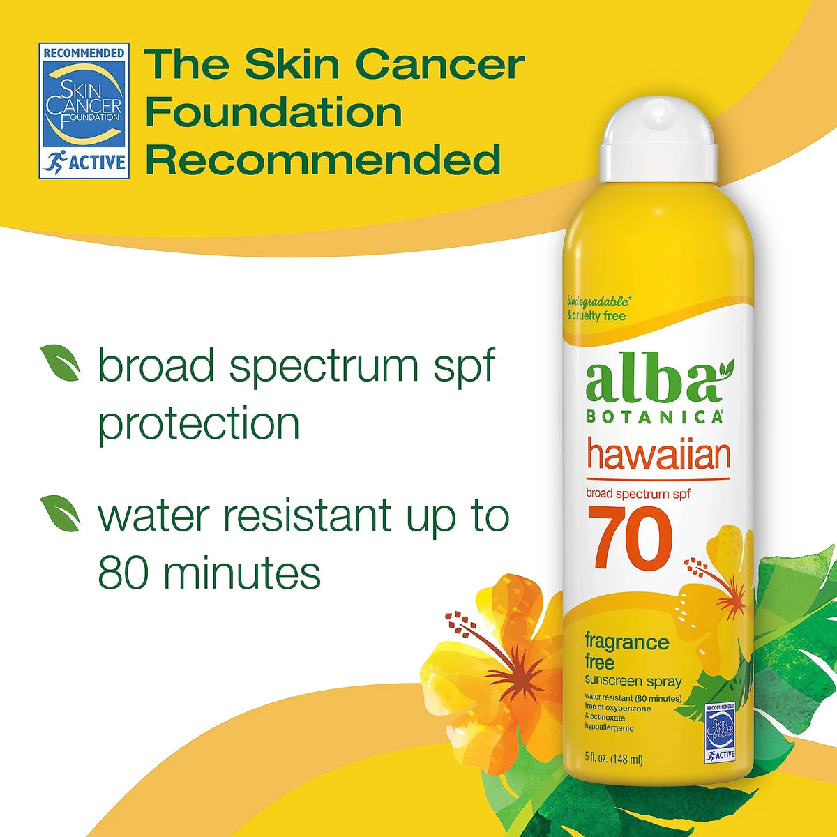 Bottle Sunscreen, Biodegradable, Fragrance-Free Sunscreen Body, Botanica Spray, Alba Spectrum Sunscreen 70 Fl. 5 Resistant For Water And Oz. Face Hawaiian And Broad Spf