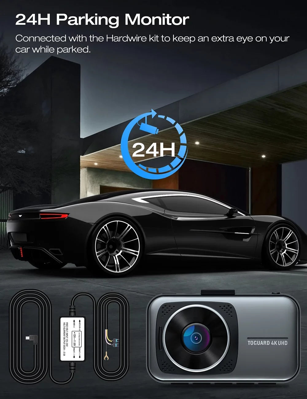 4K+1080P 3" Car Cam with Camera for 256GB and Dash Parking Dash Front Dash Rear Monitor, Support Dual Cam Cars,