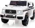 Vehicle, on G63 Benz Lock Car, Suspension, Ride Horn, AUX, Electric Bluetooth, Kids White Electric Powered Music, Safety 12V Spring Mercedes Light, Battery LED Car w/Remote Licensed Control,