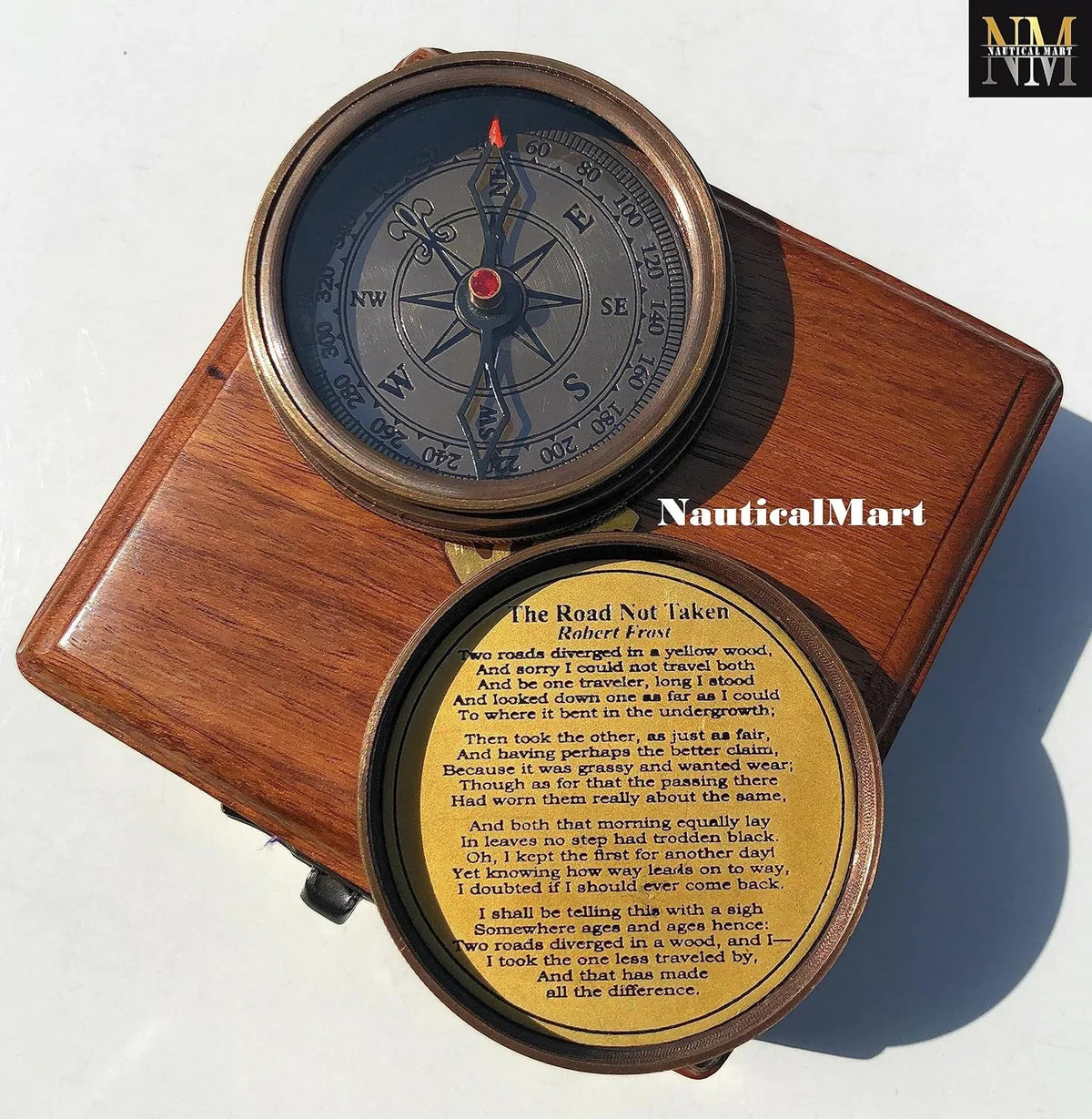 Gifts, Poet Engraved for Day Brass Boys Compass Box Baptism Gifts Famous Men, with Gifts Quotes, First Graduation for Wooden Gifts Confirmation