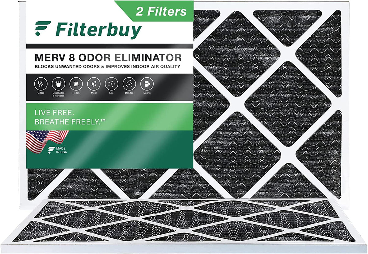 Odor Eliminator Pleated Air MERV Carbon Filterbuy 8 Furnace Activated AC Filters HVAC (2-Pack) 12x24x1 with