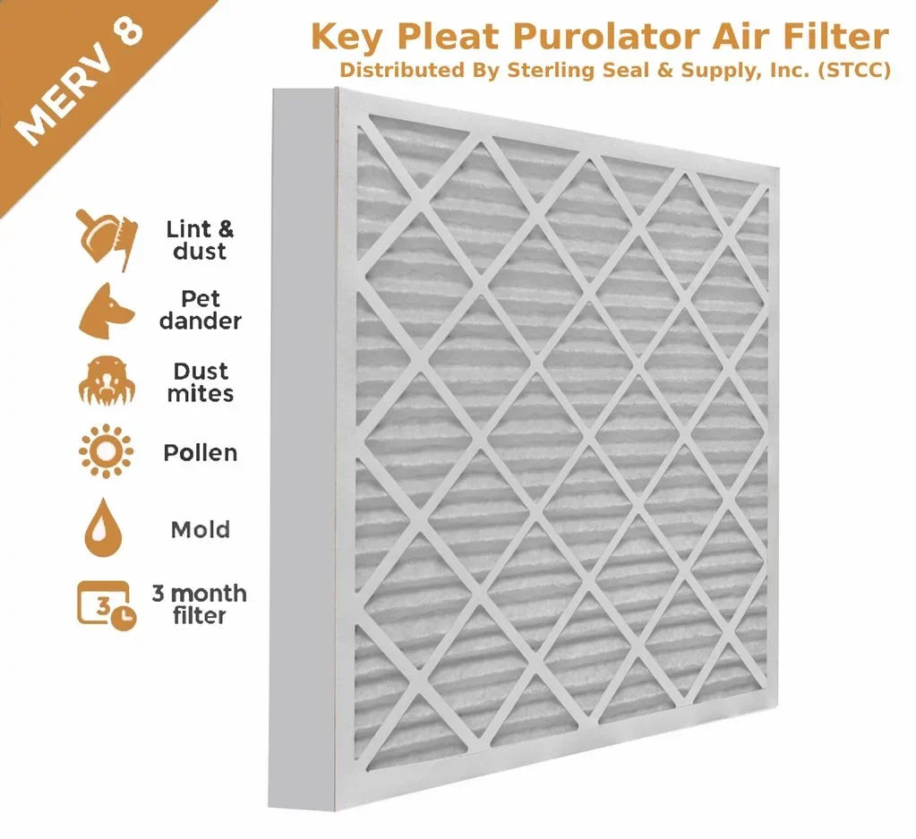 14x25x2 Filter Pleat Air - Pack) Key (6 Purolator 8 MERV