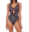 Piece L) Cutout One Here Swimsuit Mio Kitty (Black HK21207 Kitty Sanctuary Women's